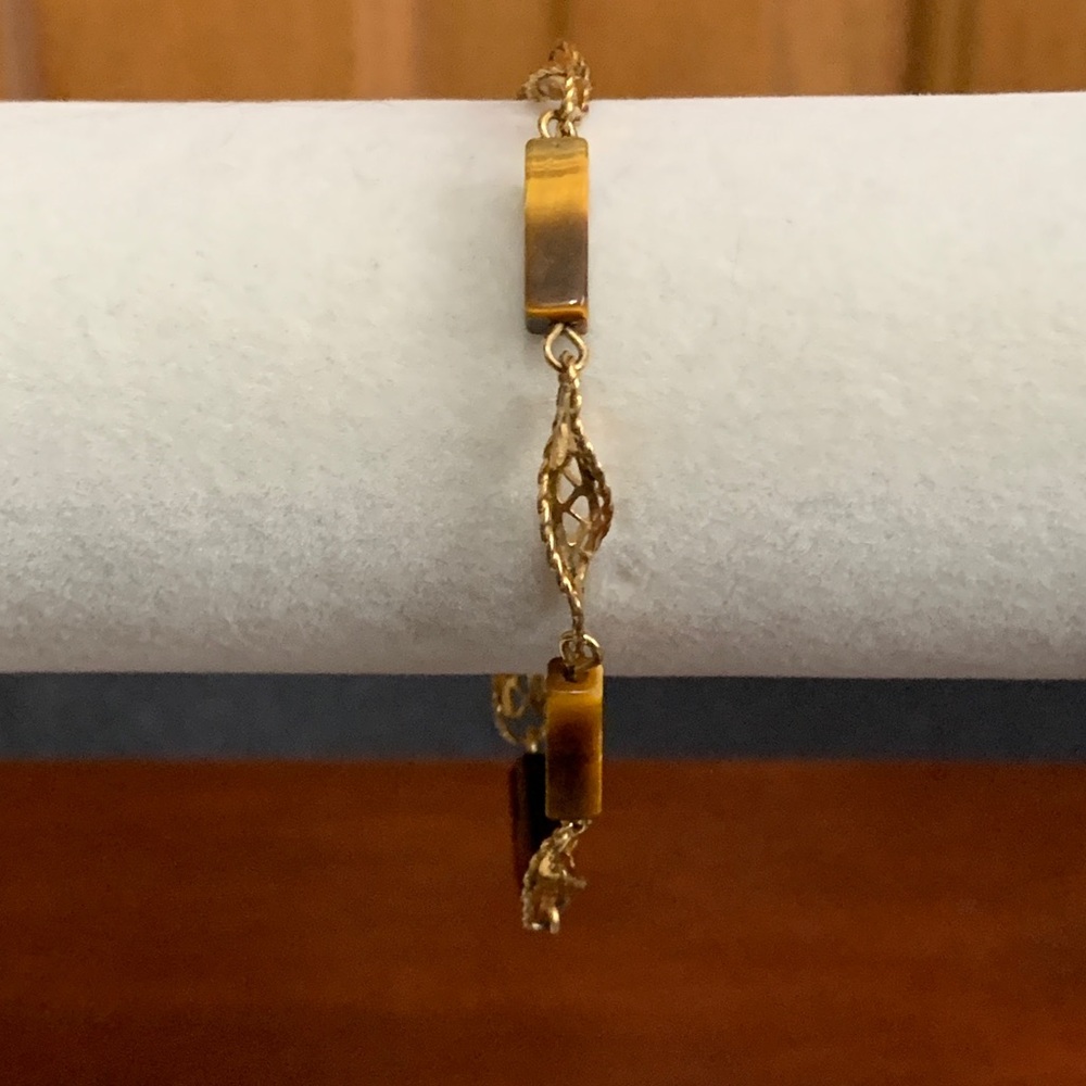 Vintage Van Dell 1/20 12K gold filled bracelet with tiger's eye stone - Picture 2 of 8